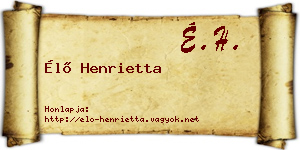 Élő Henrietta névjegykártya