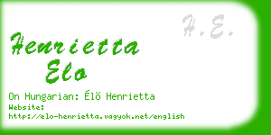 henrietta elo business card